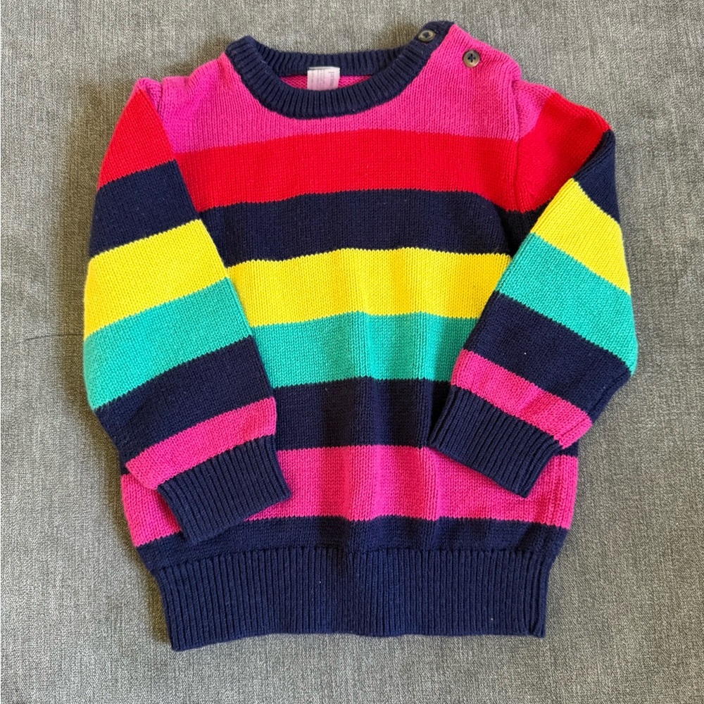 Primary Rainbow Stripe Knit Sweater Toddler 12-18 Months Colorblock Pullover